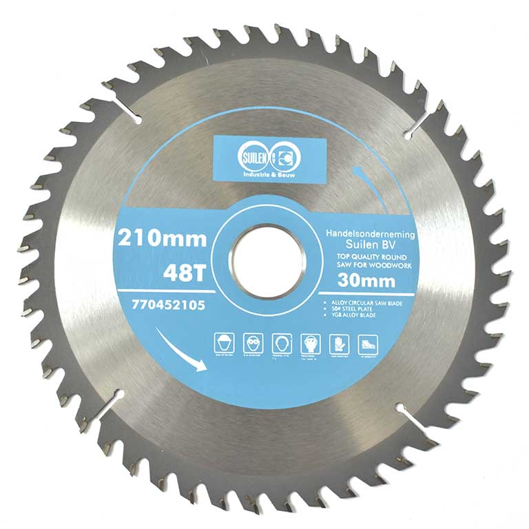 Cirkelzaagblad | Voor hout | 210 mm | 2,6 x 1,6 mm | 48T | Asgat 30